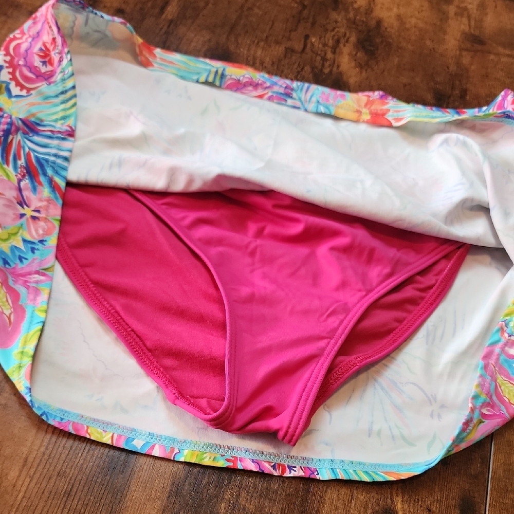 Sunsets | Tropical Floral Women's Two Piece 36D Tankini Medium Swim Skirt Set - Picture 11 of 13